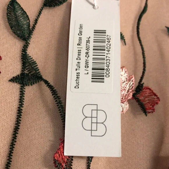 Baltic Born Duchess Embroidered Tulle Puff Sleeve Midi Dress in Rose Garden - Picture 7 of 14